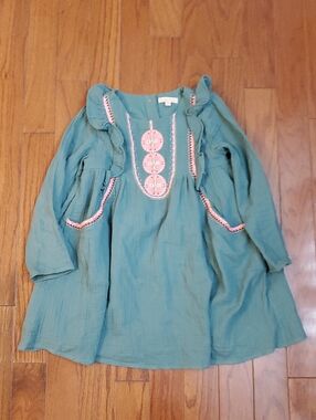 Louise Misha Paracas Long Sleeve Girl Dress Green Boho Babygirl Ruffles Winter 8